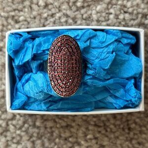 Adornia Garnet Farrah Shield Ring Pink Garnet .925 Sterling Silver!